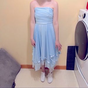 1980’s Vintage strapless cotton candy blue dress